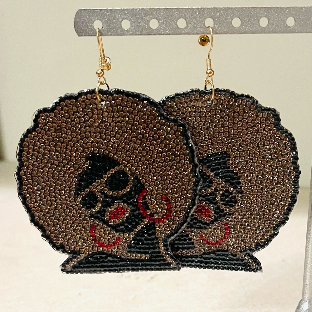 Brown and Black Afro Silhouette Earrings